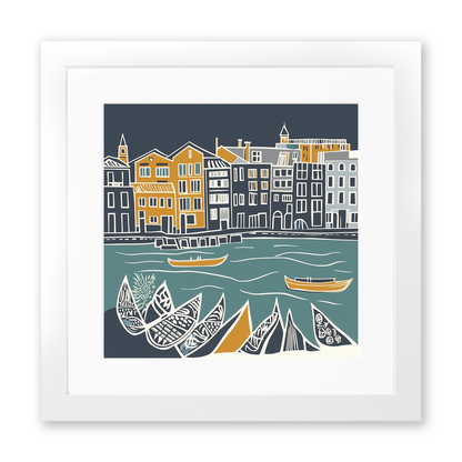 Venice Grand Canal Linoprint-Style Art (1172-1)