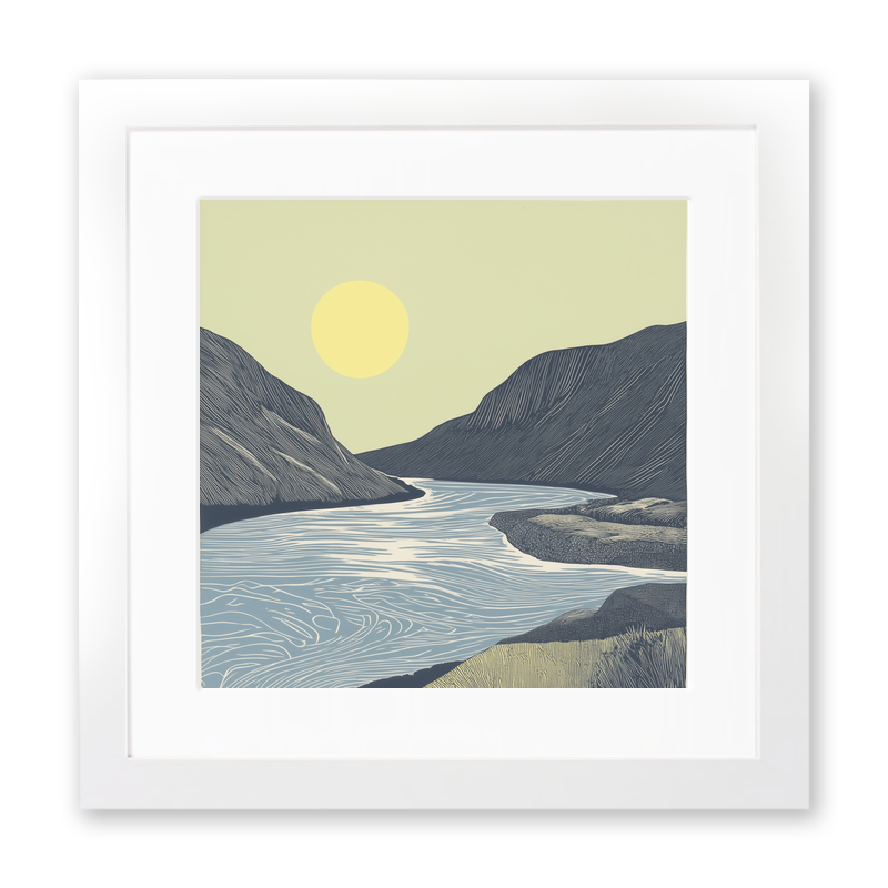 Elter Water river scene Linoprint-Style Art (2415-1)