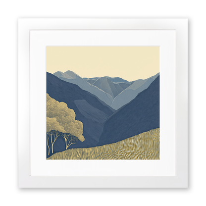 High Stile in the Lake District Linoprint-Style Art (2451-1)