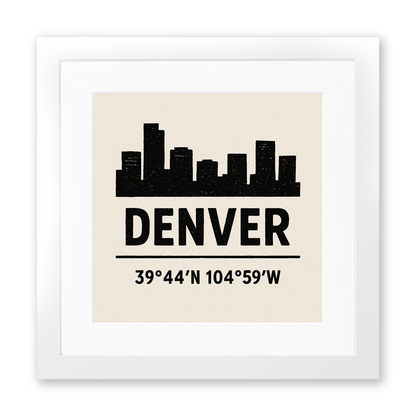 Place Coordinates Linoprint-Style Art (c314)
