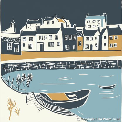 St Ives harbour, Cornwall Linoprint-Style Art (1164-2)