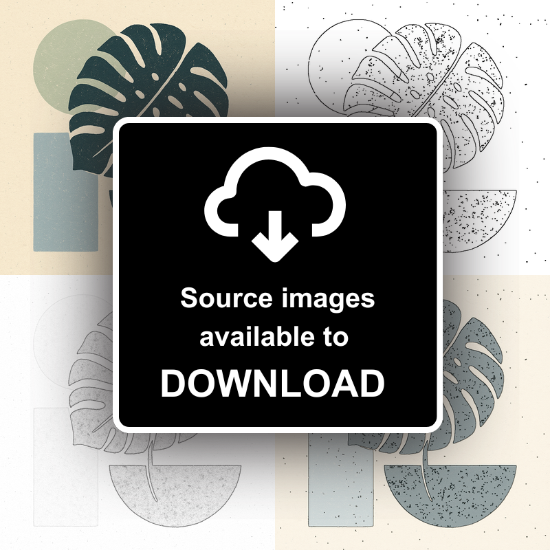 Flowers and Plants Linoprint-Style Art (c511)