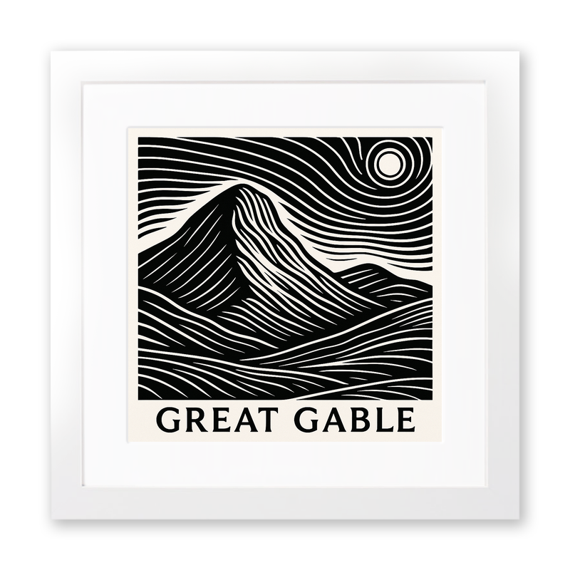 Mountains Linoprint-Style Art (c368)
