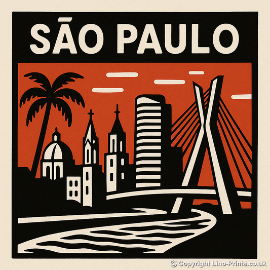 Cities Linoprint-Style Art (c80)