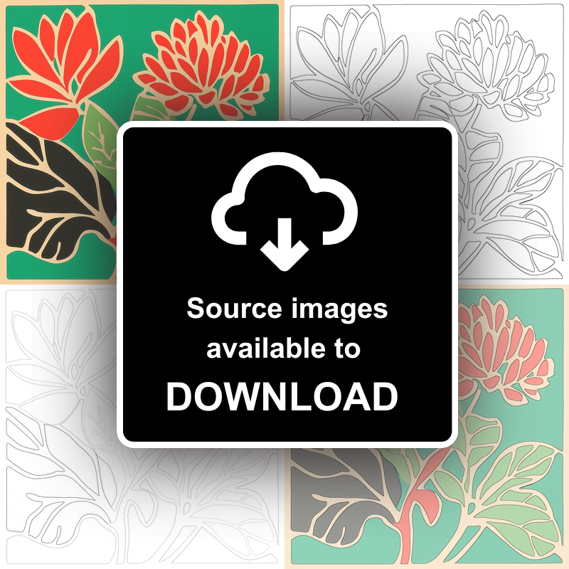 Abstract botanical textures Linoprint-Style Art (523-1)