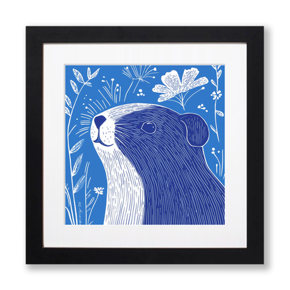 Cute Guinea Pig   Linoprint-Style Art (915-1)
