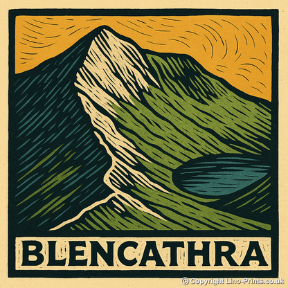 Mountains Linoprint-Style Art (c393)