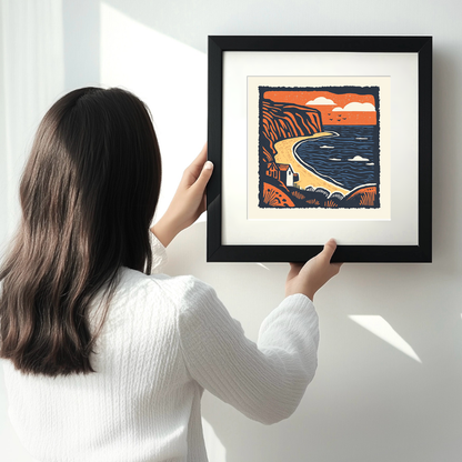 Sandwood Bay, Sutherland Linoprint-Style Art (152-2)