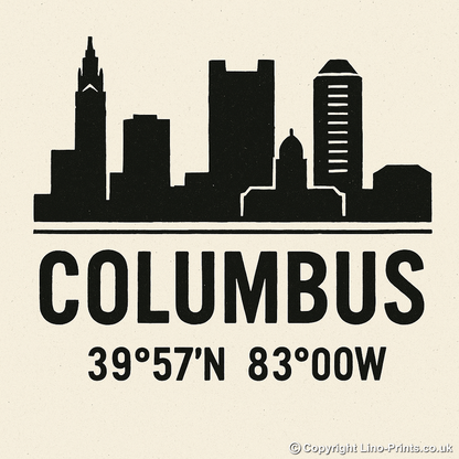 Place Coordinates Linoprint-Style Art (c261)