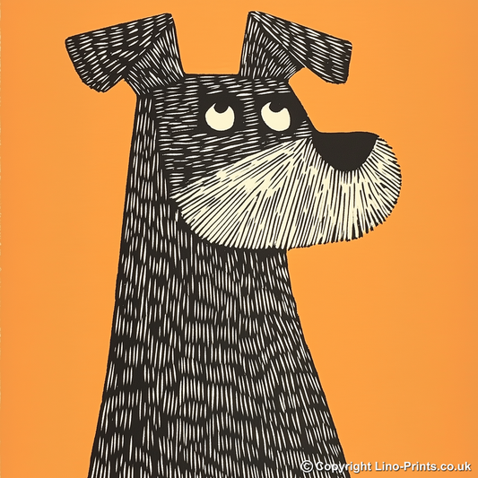 Miniature Schnauzer Linoprint-Style Art (1477-1)