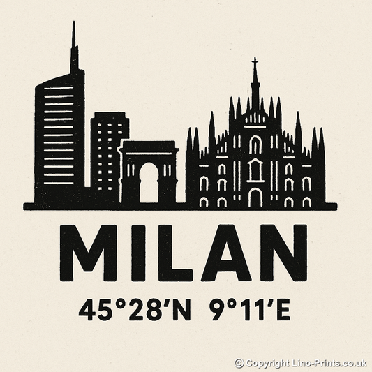 Place Coordinates Linoprint-Style Art (c256)