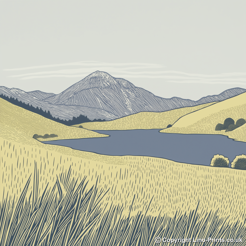 Pike of Blisco in the Lake District Linoprint-Style Art (2501-3)