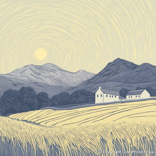 Latrigg in the Lake District Linoprint-Style Art (2475-2)