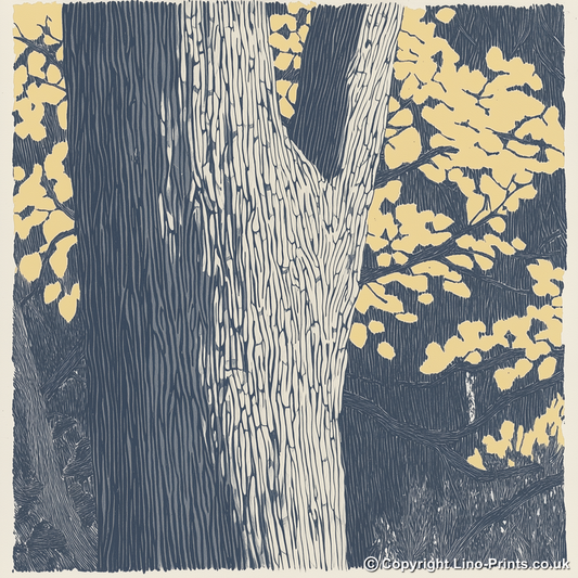 Bark texture on an old tree Linoprint-Style Art (2360-1)