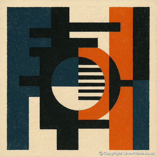 Bauhaus Design Linoprint-Style Art (c423)