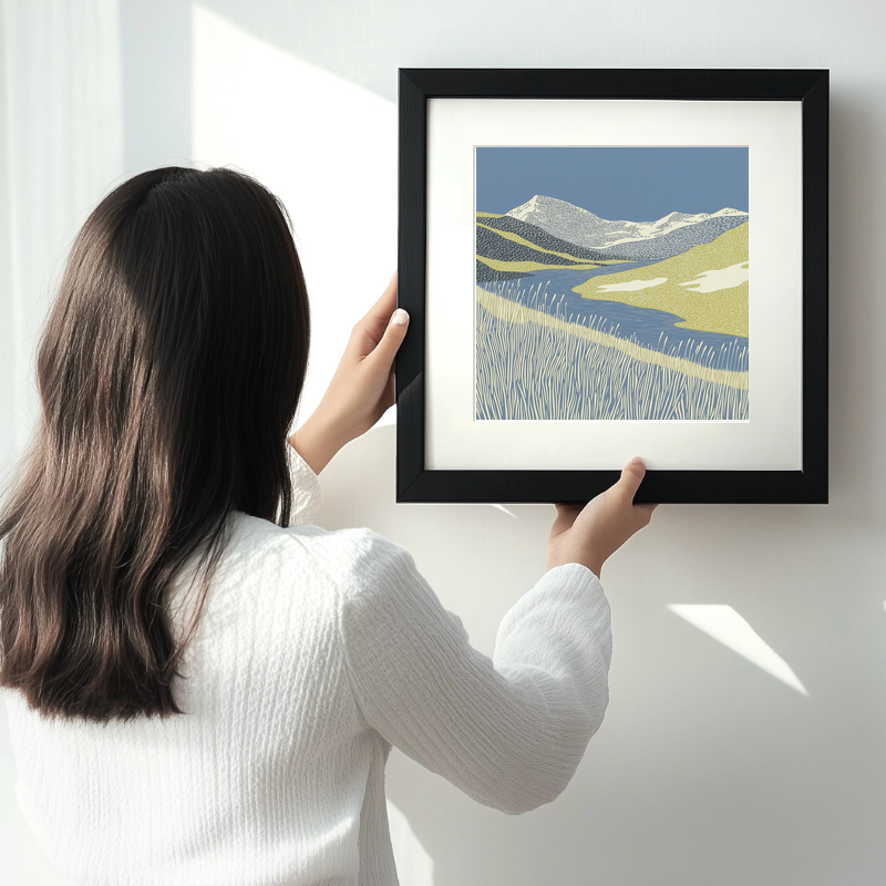 Angle Tarn Pikes view Linoprint-Style Art (2357-3)