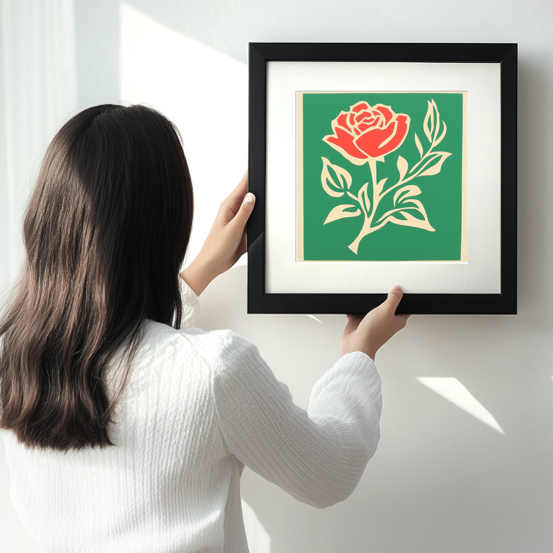 Rose Linoprint-Style Art (1674-1)