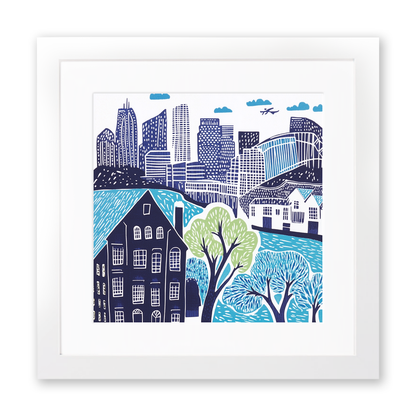 Sydney skyline Linoprint-Style Art (876-1)