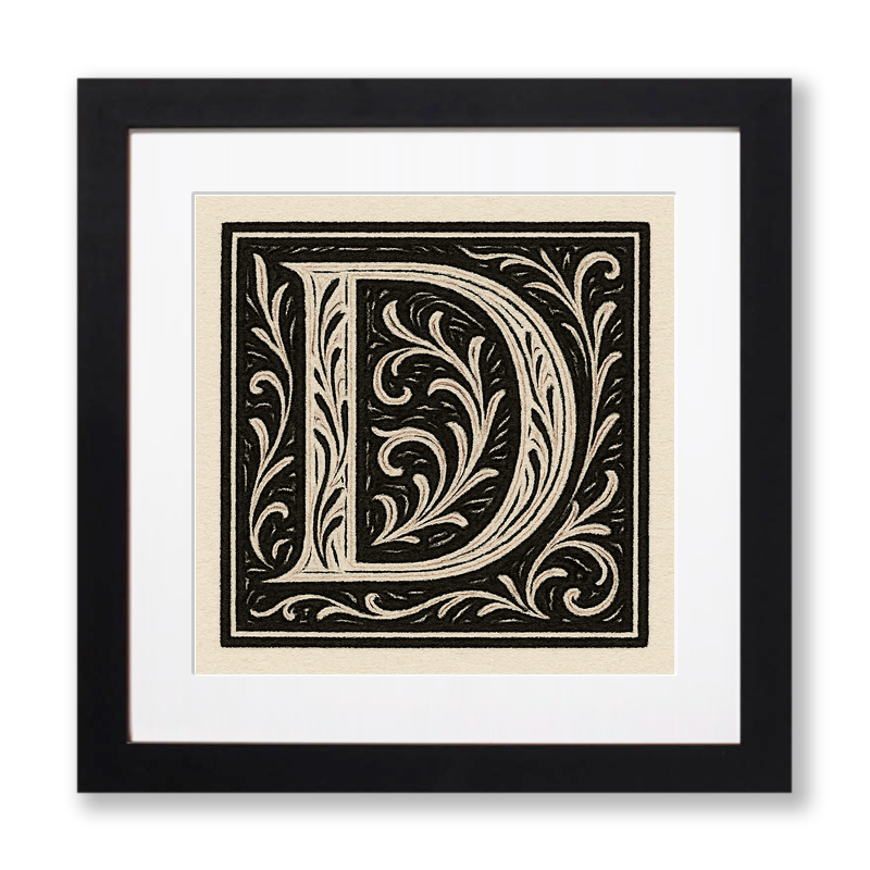 Capital Letters Linoprint-Style Art (c544)