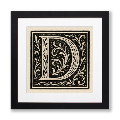 Capital Letters Linoprint-Style Art (c544)