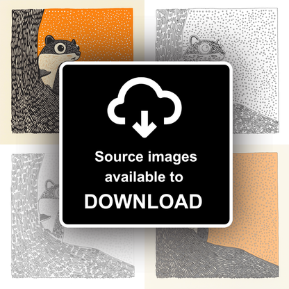 Cute Chipmunk Linoprint-Style Art (213-1)