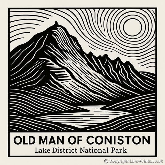 Mountains Linoprint-Style Art (c362)