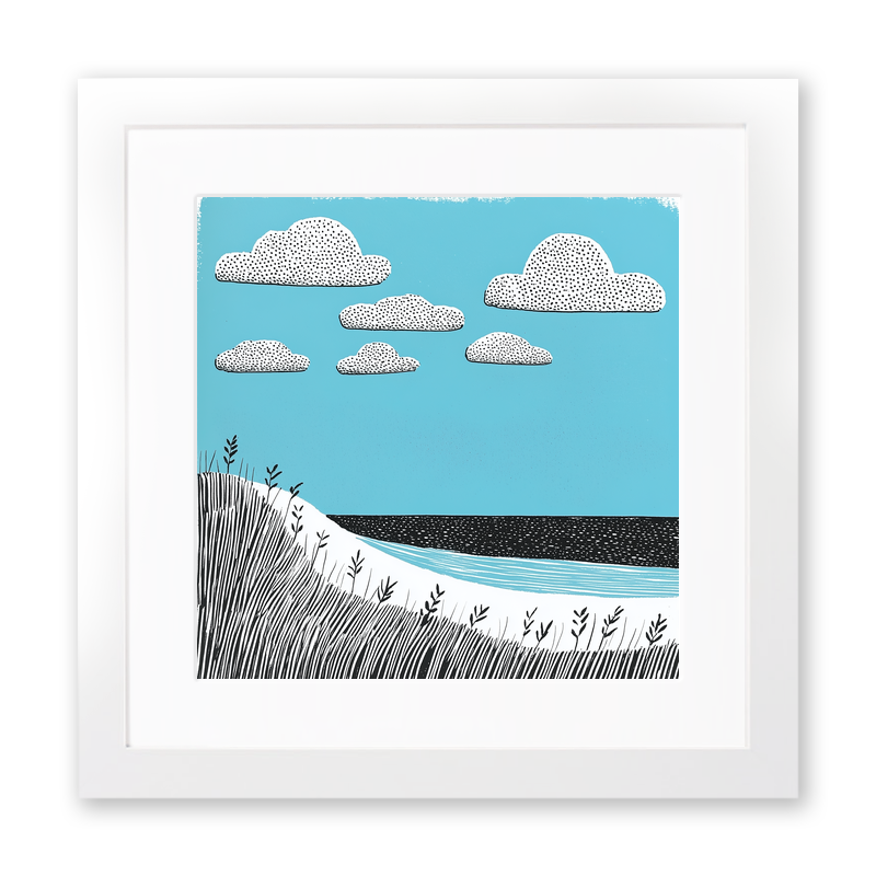 Formby Beach, Merseyside Linoprint-Style Art (798-1)