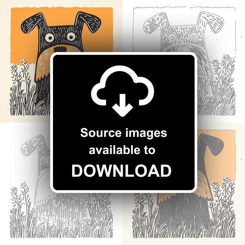 Miniature Schnauzer Linoprint-Style Art (1477-2)