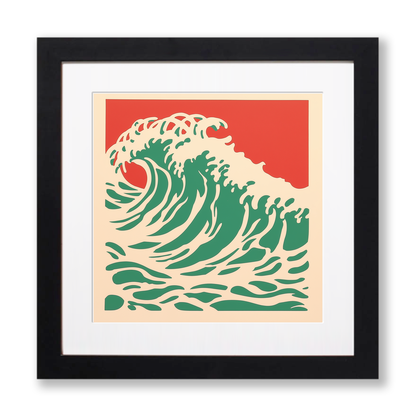 Stormy sea Linoprint-Style Art (529-1)