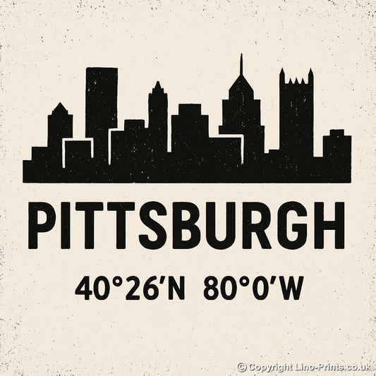 Place Coordinates Linoprint-Style Art (c313)