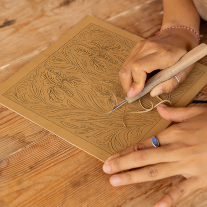 Flowers Linoprint-Style Art (c12)