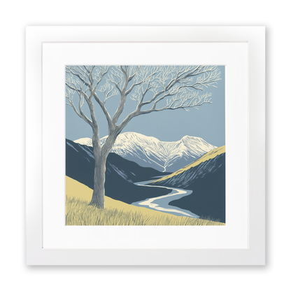 Blencathra in the Lake District Linoprint-Style Art (2363-1)