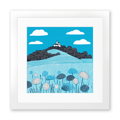 St Michael’s Mount, Cornwall Linoprint-Style Art (583-1)