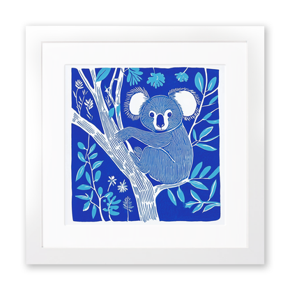Cute Koala Linoprint-Style Art (919-1)