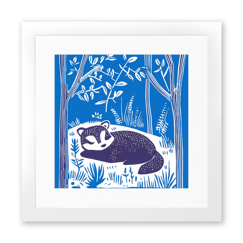Cute Red Panda Linoprint-Style Art (932-1)