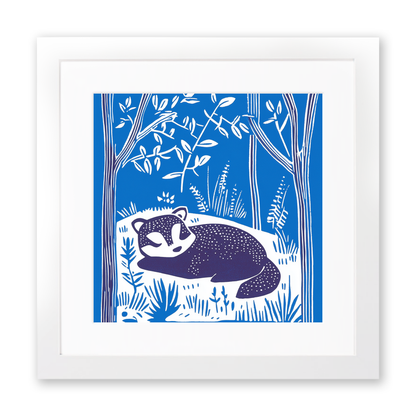 Cute Red Panda Linoprint-Style Art (932-1)