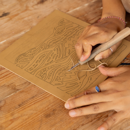 Sand patterns left by the tide Linoprint-Style Art (2025-1)