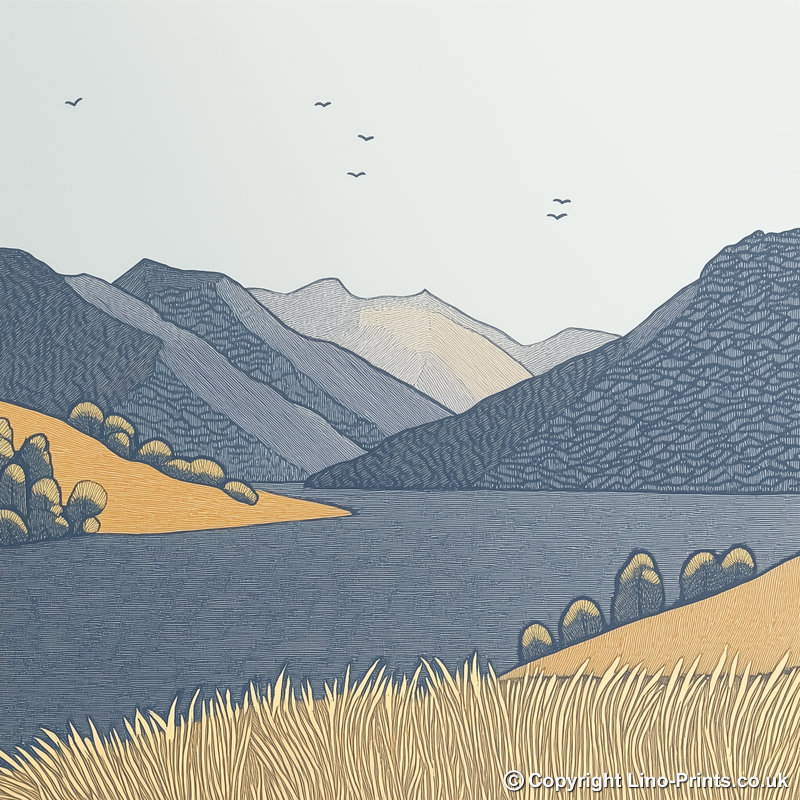 Place Fell above Ullswater Linoprint-Style Art (2505-1)