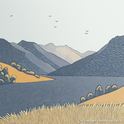Place Fell above Ullswater Linoprint-Style Art (2505-1)
