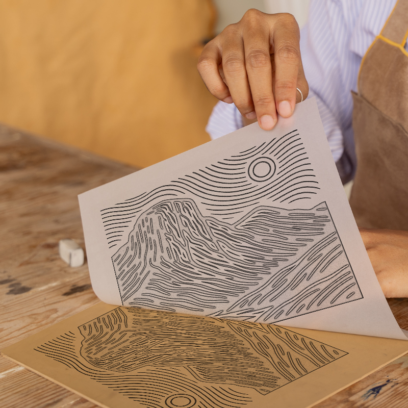 Mountains Linoprint-Style Art (c363)