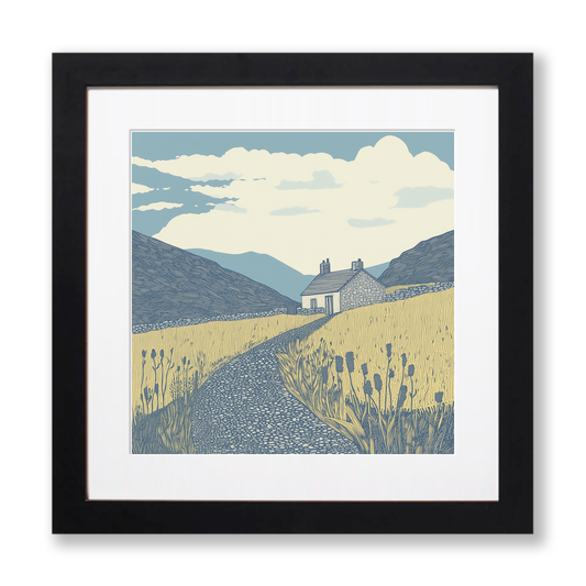 Kirkstone Pass Inn exterior Linoprint-Style Art (2471-1)