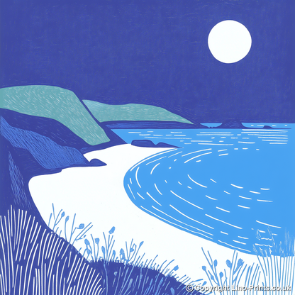 Sandwood Bay, Sutherland Linoprint-Style Art (1106-1)