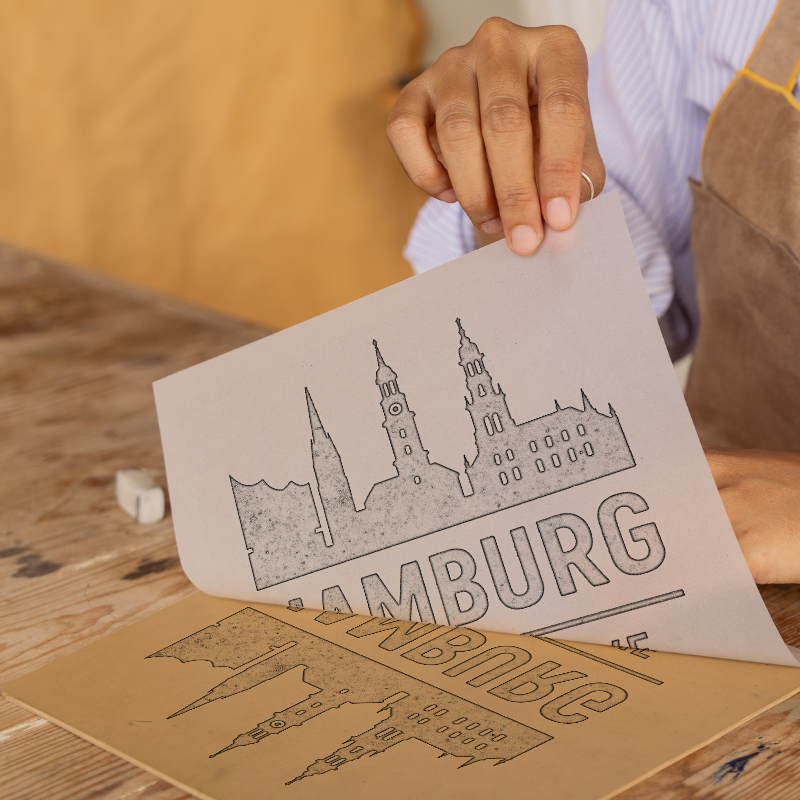 Place Coordinates Linoprint-Style Art (c255)
