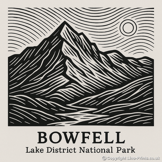 Mountains Linoprint-Style Art (c364)