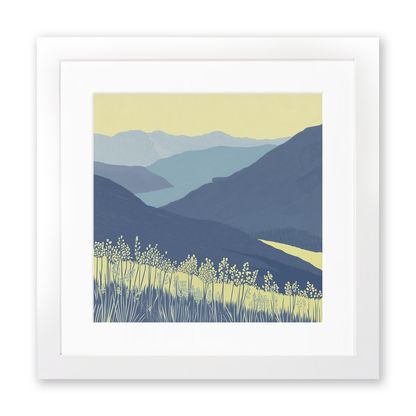 Friar's Crag viewpoint in the Lake District Linoprint-Style Art (2430-3)