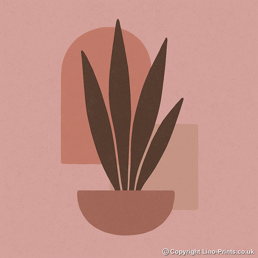 Flowers and Plants Linoprint-Style Art (c517)