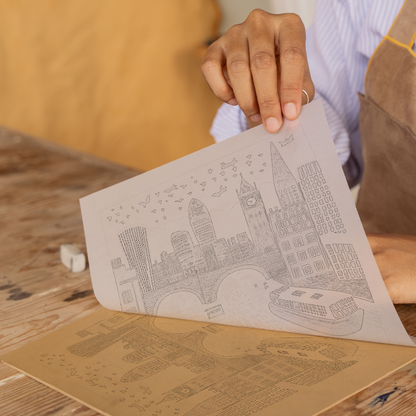 London skyline Linoprint-Style Art (858-1)