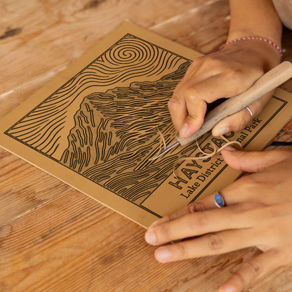 Mountains Linoprint-Style Art (c360)