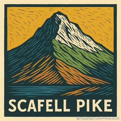 Mountains Linoprint-Style Art (c391)