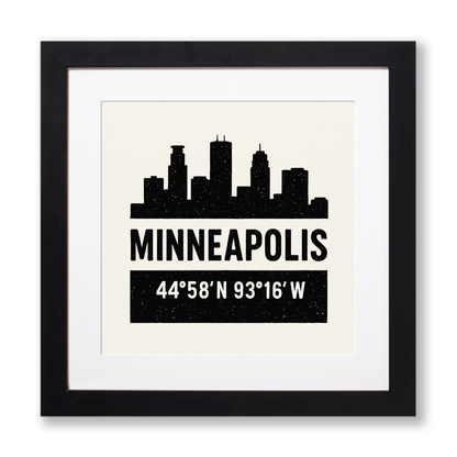 Place Coordinates Linoprint-Style Art (c312)